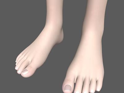 Silky Skinned Woman's Neatly Manicured Feet With Natural White Nails And Soft Texture 3d model