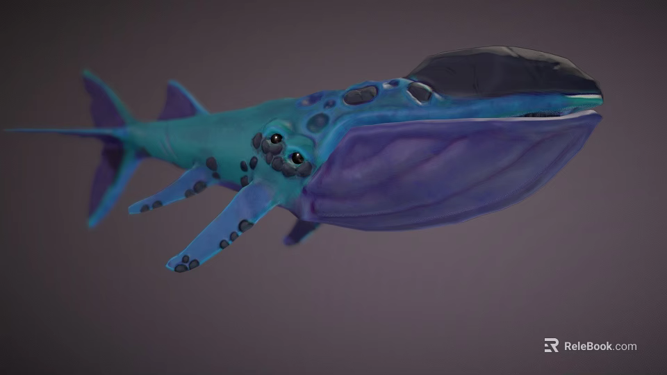 Game Movie Fantasy Character Blue Body Purple Belly With Black Spots And Big Eyes 3d model 