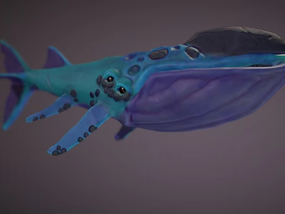 Game Movie Fantasy Character Blue Body Purple Belly With Black Spots And Big Eyes 3d model