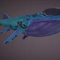 Game Movie Fantasy Character Blue Body Purple Belly With Black Spots And Big Eyes