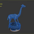 Woven Giraffe Sculpture Decorative Art Piece Display On Black Circular Base