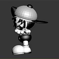 3D Cartoon Character with Black White Hat Star Pattern Outfit and Open Arms Standing Pose