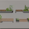 Modern Landscape Seats With Wooden And Concrete Design And Green Plants