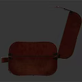 Two Red Leather Suitcases Open and Closed with Brown Interior Details 3d model