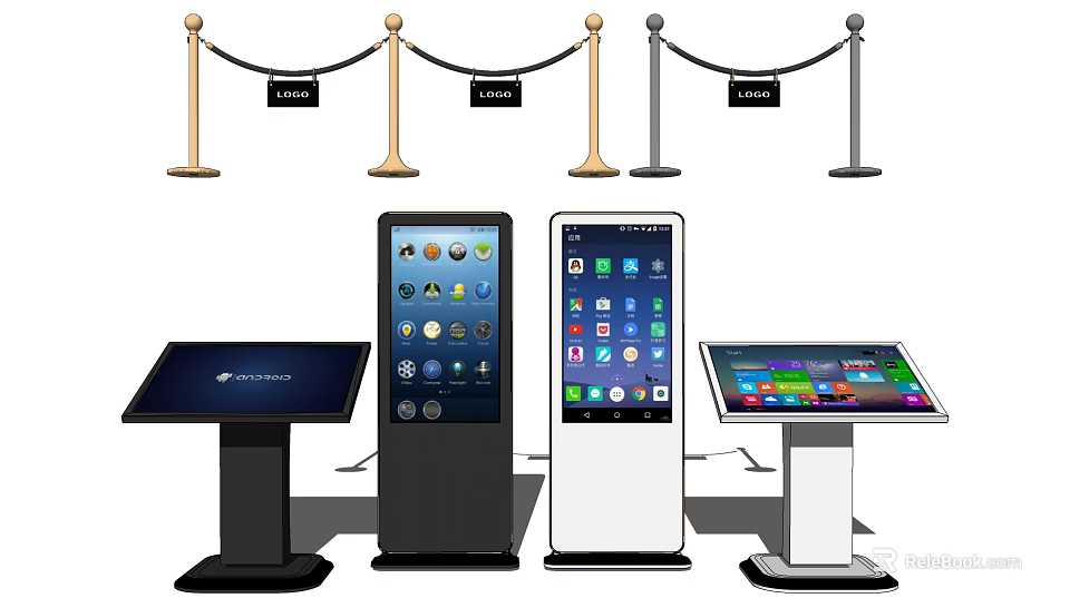 Public Facilities Including Interactive Kiosks And Entry Barriers With Touchscreen Displays 3d model