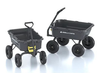 Two Corsair Carts Heavy Duty Black Utility Wagons With Large Wheels 3d model