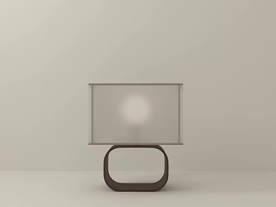 Modern Minimalist Table Lamp With Circular Base And Transparent Square Shade 3d model