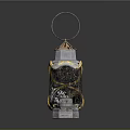 Decorative Lantern Featuring Metal Ring Copper Top Black Patterned Body And Golden Edges