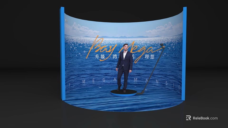 Popular Photo Check In Spot With Blue Ocean Sky Background And Circular Platform 3d model 