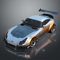 Sleek Silver And Orange Modified Sports Car With Rear Spoiler And Alloy Wheels