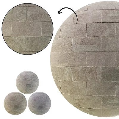Gray Stone Tile Spherical Construction Components With Various Sizes And Textured Surface 3d model