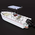 Modern White Yacht With Blue Canopy Control Panel Seats And Outboard Motor
