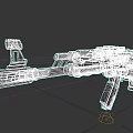 Sci Fi Tactical Rifle With Blue Red Black Color And Mounted Sight Design