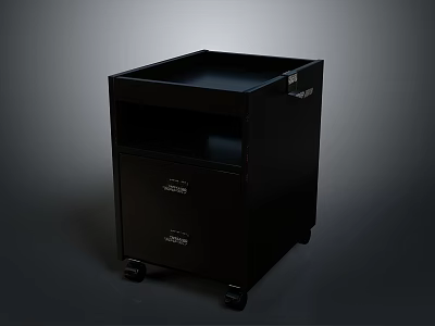 Practical Black File Cabinet With Drawers And Wheels For Office Furniture 3d model