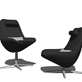 Modern Black Office Chair With Curved Backrest And Metal Swivel Base Design