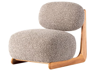 Cozy Lounge Chair With Soft Plush Fabric And Light Wooden Frame 3d model