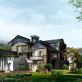 Modern Detached Villa Exterior With Mountain View Lush Greenery And Balcony