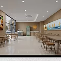 Modern Restaurant Interior With Wooden Walls Dining Tables Chairs And Decorative Paintings