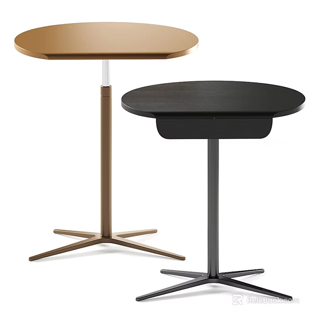 Stylish Modern Side Table With Round Top And X Shaped Metal Base 3d model 