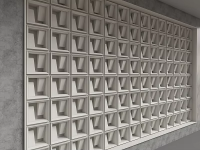 Modern Background Wall Design With Repeated 3D Geometric Cube Patterns And White Panels 3d model