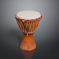 Handmade Wooden Djembe Drum With White Head Red Rim And Carved Base For Home