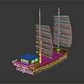Ancient Wooden Sailing Ship Model With Two Masts And White Sails For Water Transportation