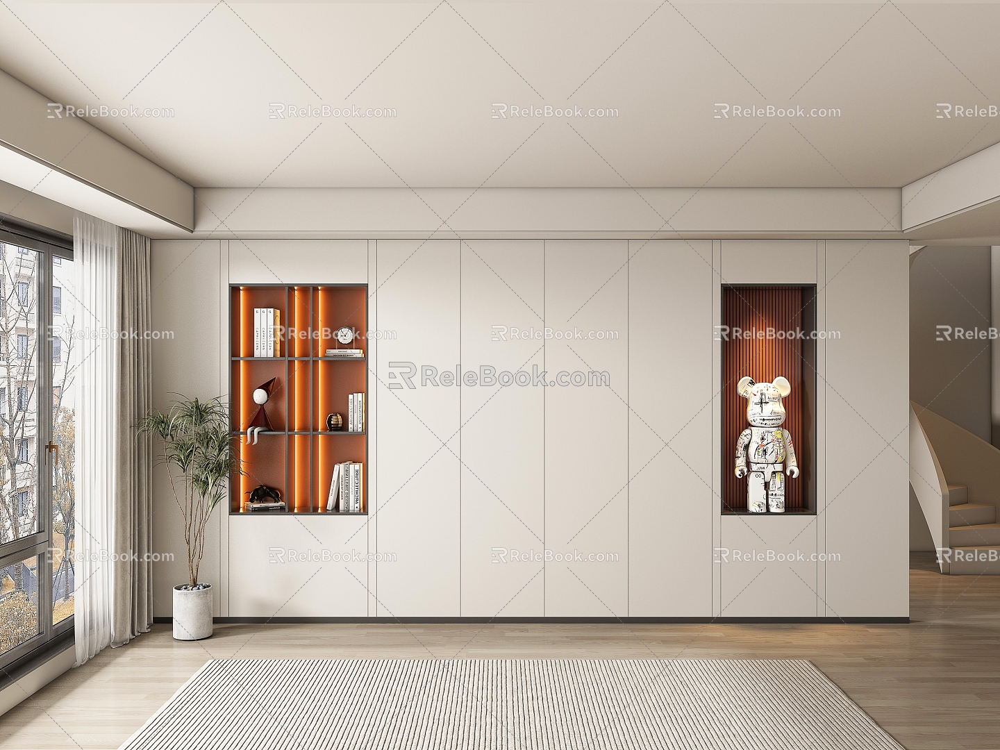 Modern study background wall 3d model