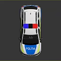 White POLITIA Police SUV Car With Blue Red Stripes And Emergency Lights
