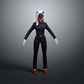 3D Character Model With Black Jumpsuit White Gloves Red Shoes White Ears And Black Mask