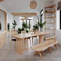 Bright Modern Living Dining Room Interior With Large Windows Comfortable Sofa Coffee Table And Green Plants