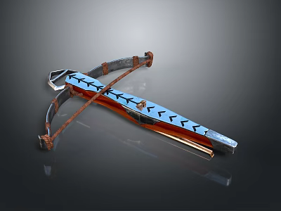 Traditional Handcrafted Decorative Bow With Blue Brown Star Patterns And Leather Straps 3d model
