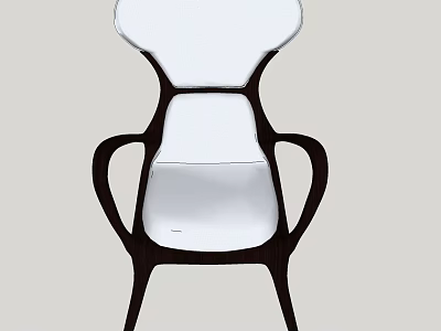Modern Stylish Leisure Chair With White Seat Backrest And Dark Armrest Frame 3d model