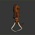 Realistic Woolly Mammoth With Long White Tusks And Brown Fur Standing On Gray Background
