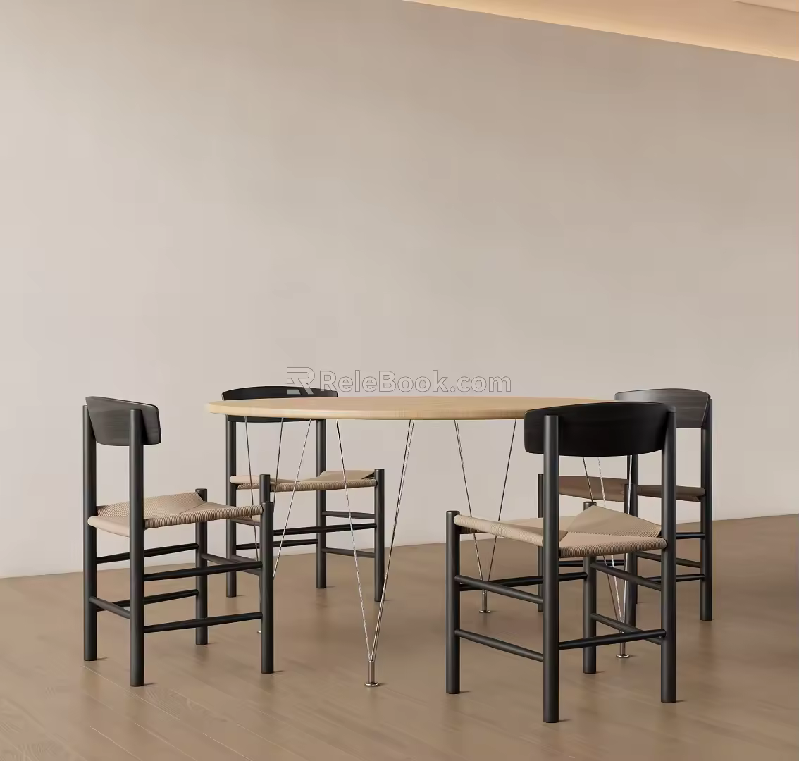 Simple dining table and chair combination 3d model