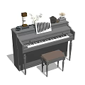 Musical Instruments and Art Supplies with Piano Stool Sheet Music and Decorative Items