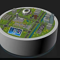 3D Sand Table Model Featuring Various Buildings Green Spaces Roads And Digital Screen 3d model