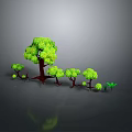Green Plants Arrangement With Main Tree And Smaller Trees In Landscape