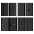Modern Security Doors With Various Panel Designs And Gray Black Finishes 3d model