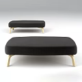 Minimalist Black Upholstered Ottoman With Light Wooden Legs Modern Design