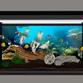 Aquarium Fish Tank With Corals Rocks Colorful Fish Model Sailboat And Aquatic Plants