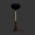 Modern Floor Lamp With Black Globe Shade And Brown Wooden Base