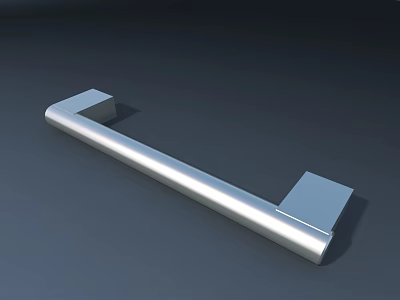Sleek Modern Door Handle With Metallic Silver Finish And Rectangular Design 3d model