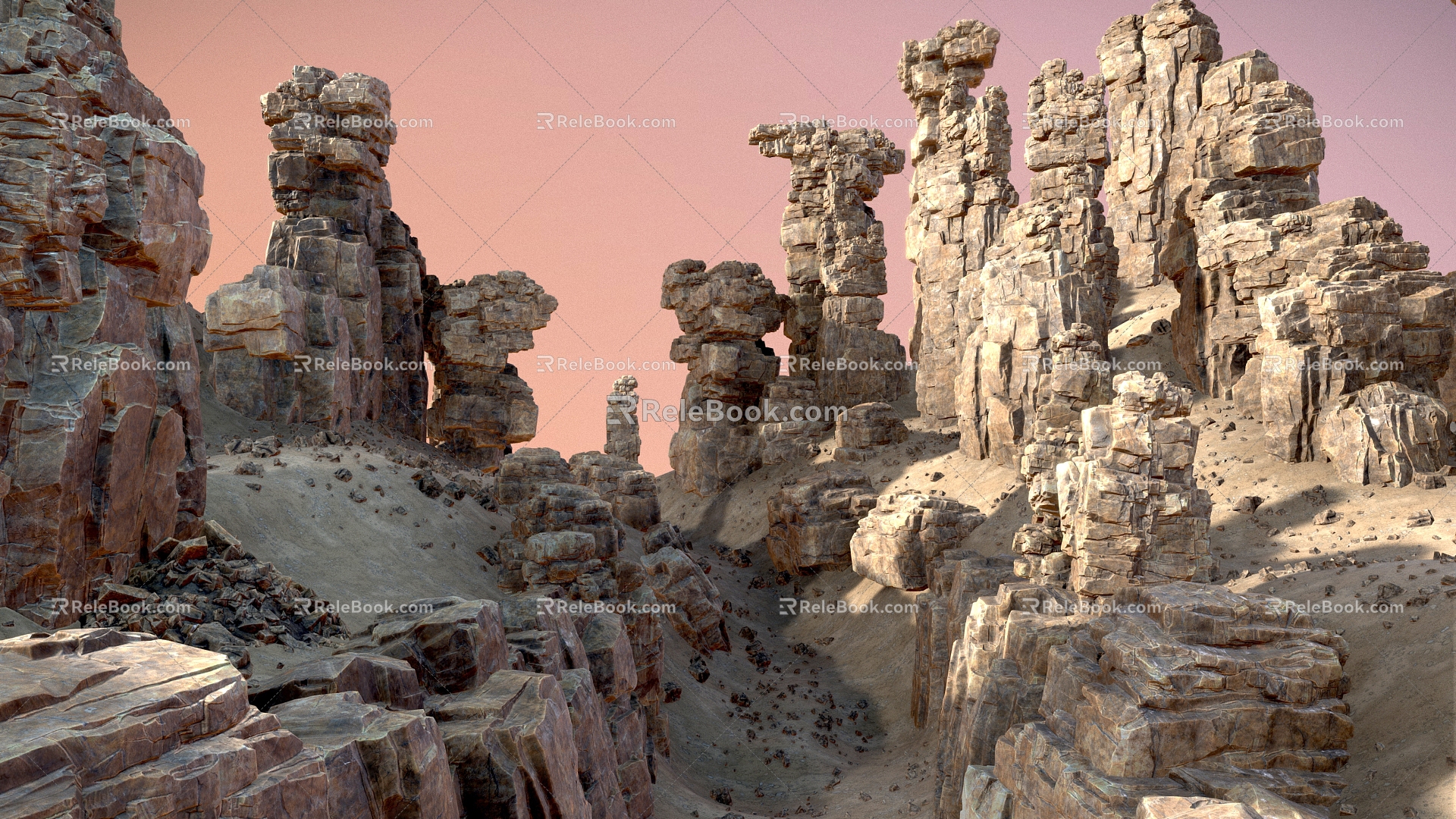 Rock Pillar Terrain Mountain Corrosive Terrain 3d model