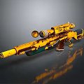 Worn Yellow Rifle With Scope And Detailed Rusty Design In 3D Render 3d model