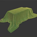 Green Cloth Draped Over Rectangular Table With Flowing Edges On Dark Background 3d model