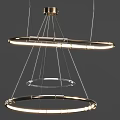 Modern Chandelier with Multiple Circular Metal Rings and Illuminated LED Lights