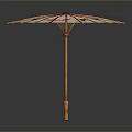 Modern White Canopy Umbrella With Large Pink Floral Pattern And Wooden Handle