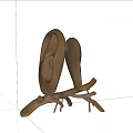Abstract Bronze Sculpture Carving With Curved Metal Forms And Branch Base Design