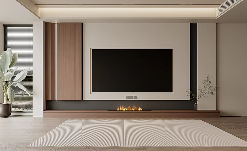 Living room TV background wall 3d model