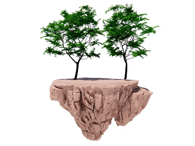 Small saplings on the modern tree hill stone 3d model